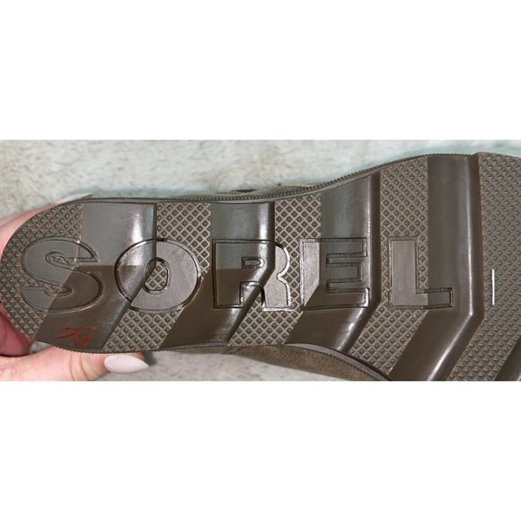 SOREL Women’s Joan Of Arctic Wedge II Zip Boot Brown Leather Size 10 - Picture 6 of 9